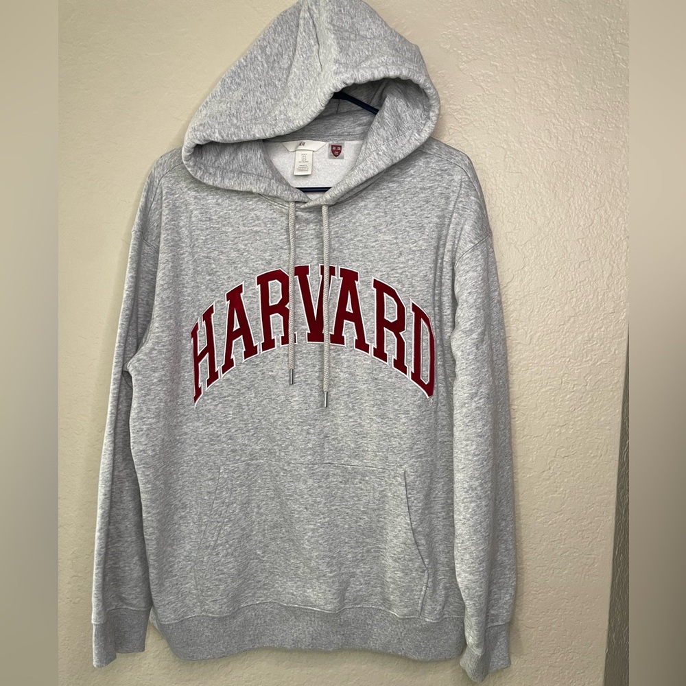 Women’s Size M Harvard Hoodie H&M Gray Sweatshirt With Red Colleges Logo